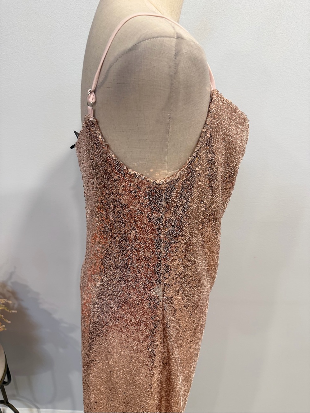 Kenneth Cole Rose Gold Sequin Cowl Neck Sleeveless Slip Dress - Size Small - Picture 8 of 16